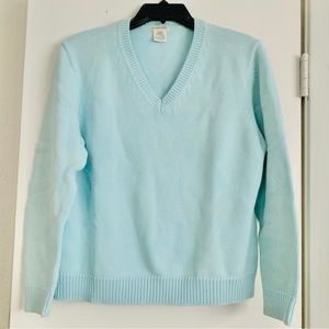 Women’s Light Blue Knit V Neck Sweater - Size Large
